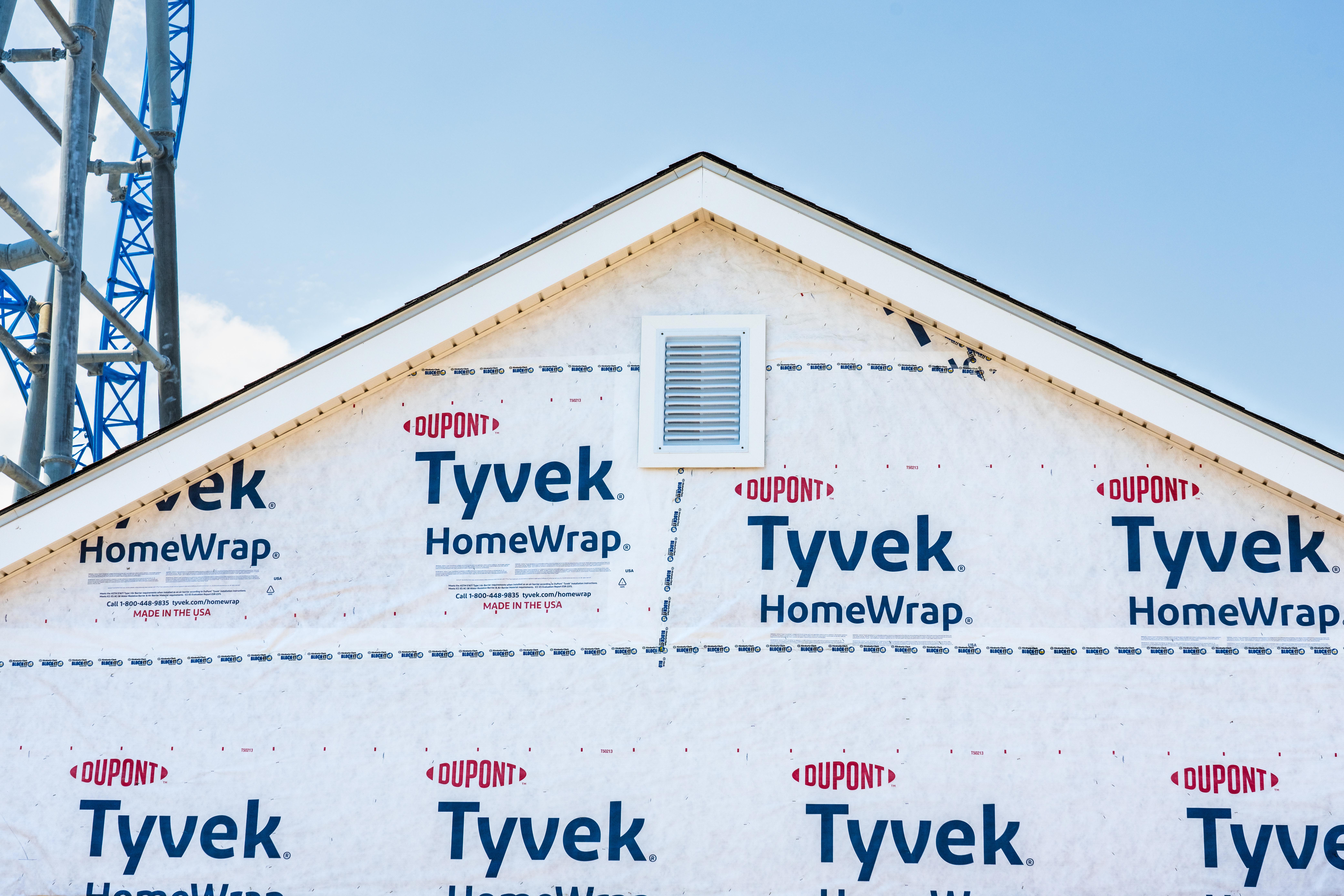 House Wrapped to keep air and water out.